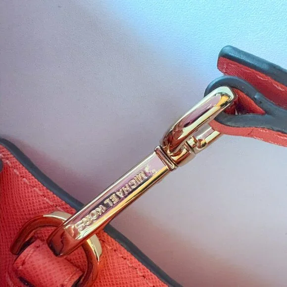 Michael Kors Leather Satchel Bag Crossbody Handbag Coral-Pink Mini